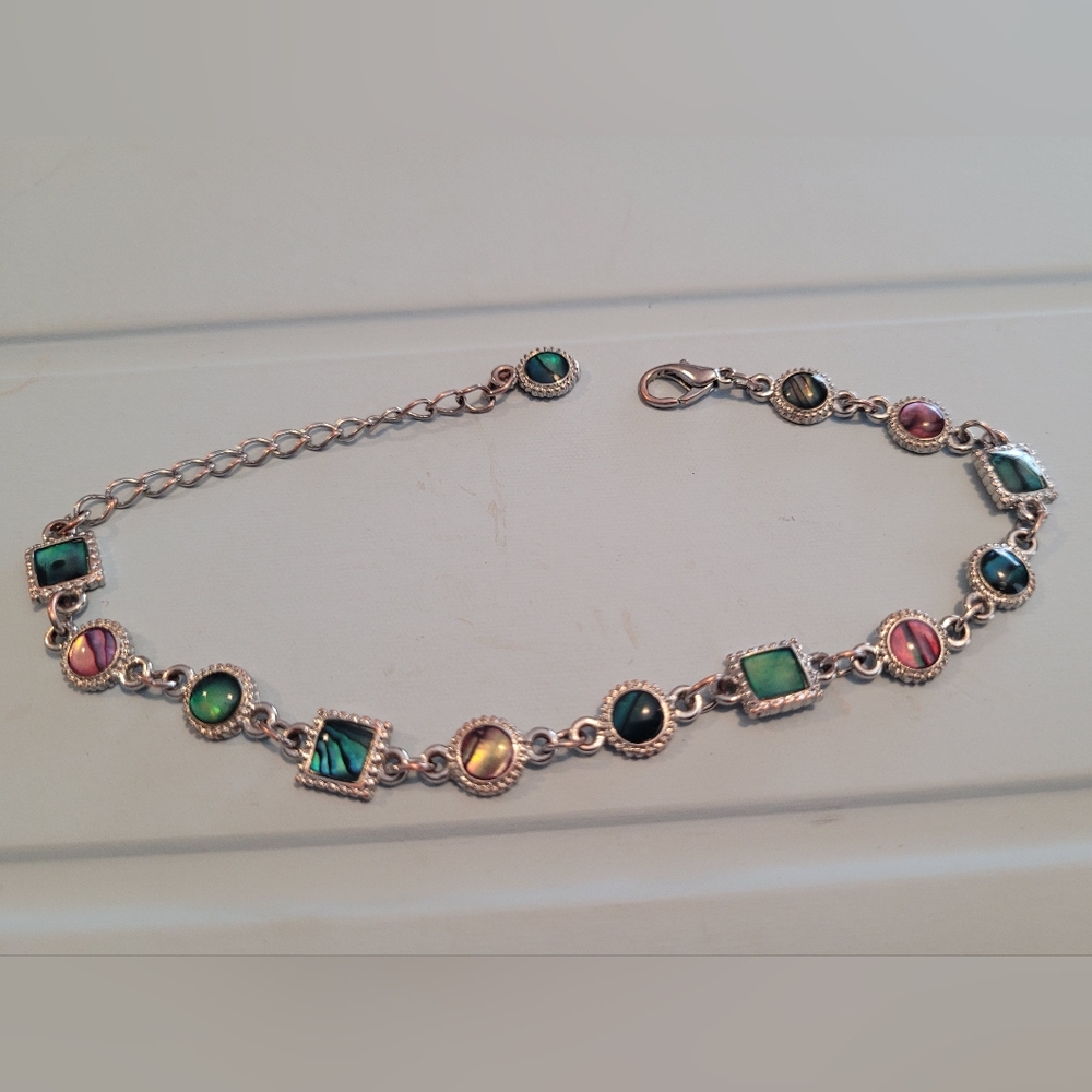 Elegant Multi-Color Stone Silver Anklet